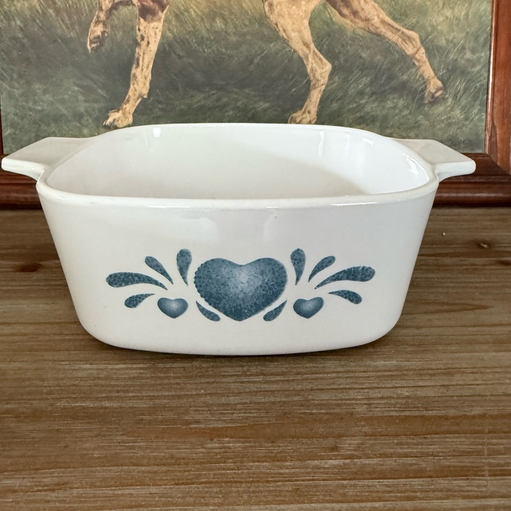 Vintage Blue Heart Design Casserole Dish no lid